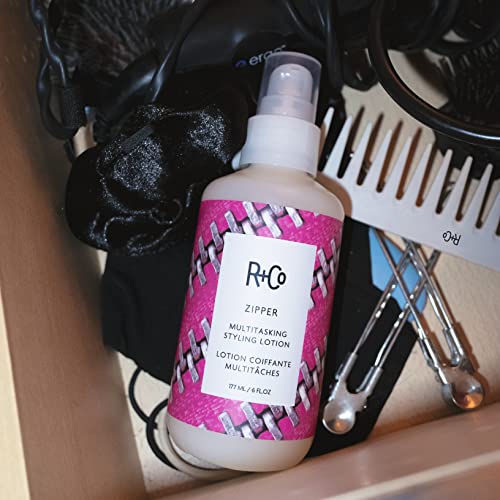 R+Co Zipper Multitasking Styling Lotion | Adds Shine + Flexible Hold + Fights Frizz | Vegan + Cruelty-Free | 6 Oz