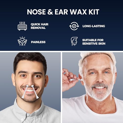 SUERBEATY Black Nose and Ear Waxing Kit for Men - Fast Heating, Complete Grooming Set