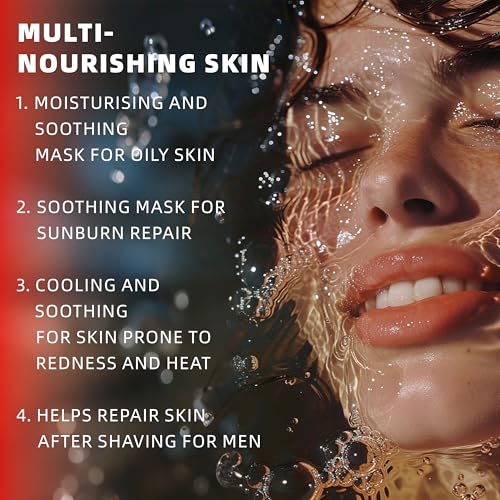 HKY Cooling Instant Soothing Facial Mask - Skin care Redness Relieving Deep Hydrating Pore Tightening with Zinc PCA, Botanical Peony, CoQ10, For Repair Skin Barrier(1 Box 12 Count)