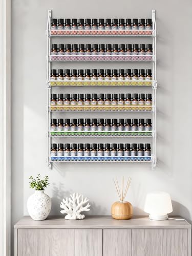 White 6-Tier Wall Nail Polish Organizer Rack Holds 90 Bottles, Multi-Use Storage