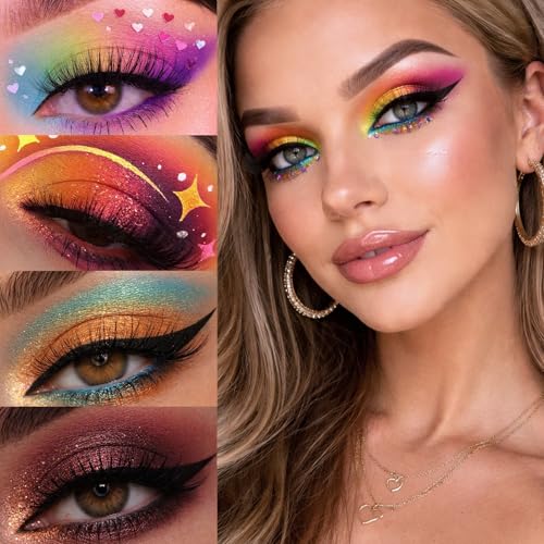 40 Colors High Pigmented Shimmer Matte Eyeshadow Makeup Palette Full Spectrum Artist Glitter Metallic Waterproof Creamy Blendable Eye Shadow Cosmetics (Color 1)
