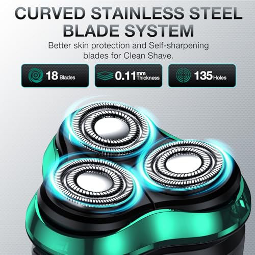 Electric Razor for Men, Cordless Rechargeable Rotary Shaver with Pop-Up Trimmer, IPX6 Waterproof Wet & Dry Electric Razor, Includes Charging Stand ? Mens Electric Shaver for Face and Travel