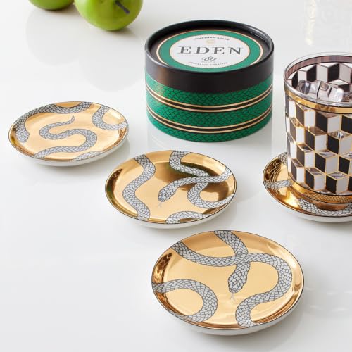 Gold Porcelain Coasters Set - 4-Inch Elegant Drink Protectors
