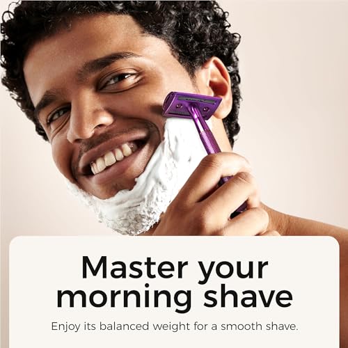 ZOMCHI Double Edge Safety Razor with Stand, Safety Shaving Razor with 10 Double Edge Safety Razor Blades, Eco-Friendly Razor for Shaving ? Purple