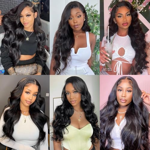 Black 28 Inch Raw Human Hair Body Wave Bundles - Virgin Indian Silky Soft Tangle-Free