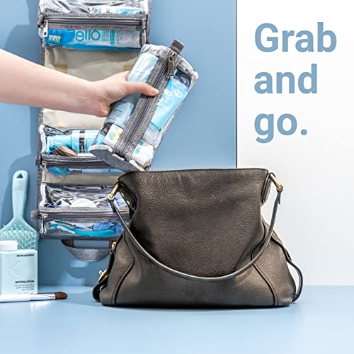 Travel Makeup Bag with Removable Compartments & Hanging Hook - Organize Cosmetics & Personal Care
