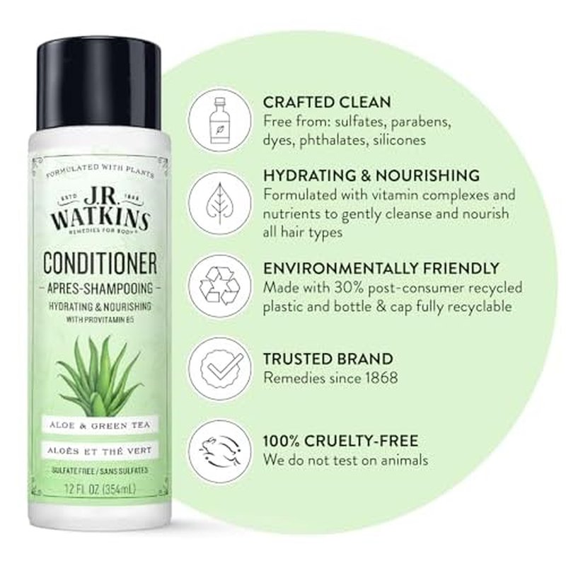 J.R. Watkins Daily Hydration Conditioner - Aloe & Green Tea - 12 fl oz (Pack of 2)