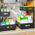 Black 2-Pack Under Sink Organizer with 2-Tier Pull-Out Shelves for Kitchen & Bathroom