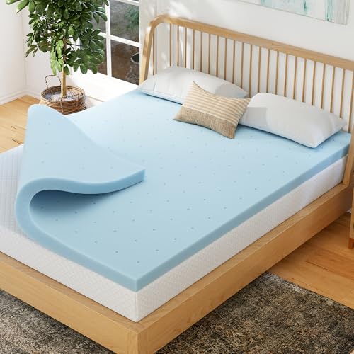 Blue King Memory Foam Mattress Topper - 3 Inch Cooling Gel Infused