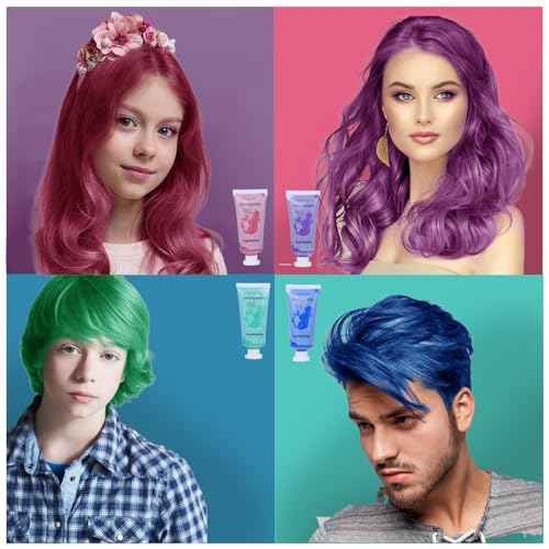 Hair Color Wax for Girls, 4 PCS Temporary Hair Dye in Green, Blue, Pink, Purple, Washable Hair Chalk Kit for Kids & Adults, Great Gifts for 6-13 Year Old Girls Birthday