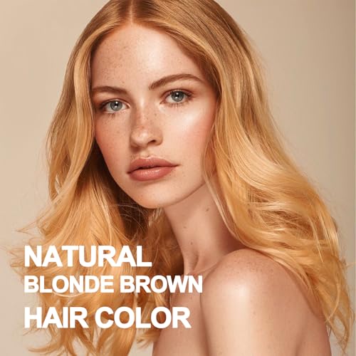 Natural Blonde Brown 3-in-1 Hair Dye Shampoo with Quick Color in 10-15 Mins - Blonde Brown Variation