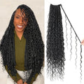 Prelooped Boho Faux Locs Crochet Hair 1B#, 24 Inch - Pack of 9 for Natural Black Style