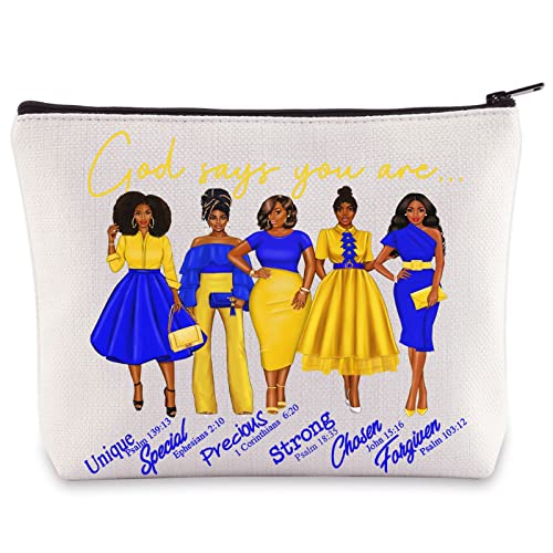 WZMPA SGR Cosmetic Makeup Bag Greek Sorority Gift God Says You Are Sorority Makeup Zipper Pouch Bag 1922 SGR Paraphernalia (God Says SGR)