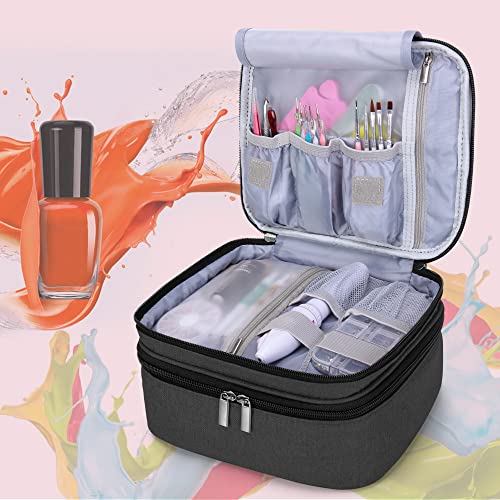 Double Layer Nail Polish Carrying Case Holds 30 Bottles - Black