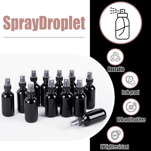 Glass Spray Bottles (2oz-24pcs, Black)