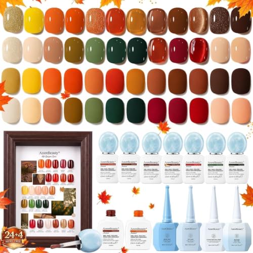Autumn Gel Nail Polish Set A1-Fall Harvest - 24 Colors 15ml HEMA-Free, Salon-Quality Manicure Kit