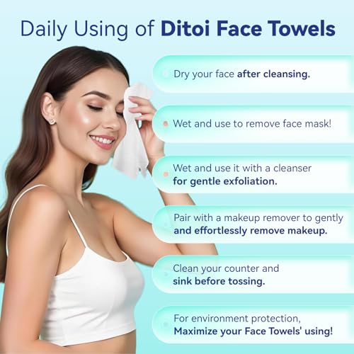 Disposable Face Towels XXL 200 Count - Soft Deep-Cleansing Facial Cloths for All Skin Types