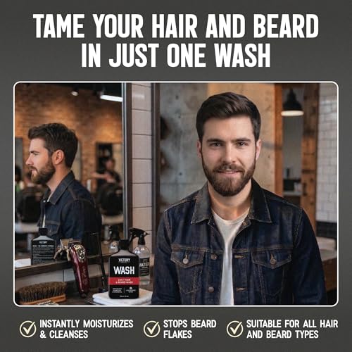 Men's Beard Wash & Hair Shampoo - Hydrating, Softening, All-in-One 8.4 Fl Oz
