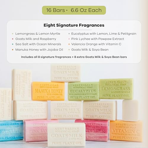 Goat Milk & Soya Bean Soap Set - 16 Bars with Variety of Natural Blends
