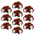 Sziqiqi Red & White Silk Kissing Ball Flowers - 10 Pcs Wedding Centerpieces