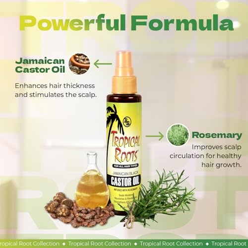 Bronner Brothers Tropical Roots Black Castor, OIL, Rosemary, 5 Fl Oz