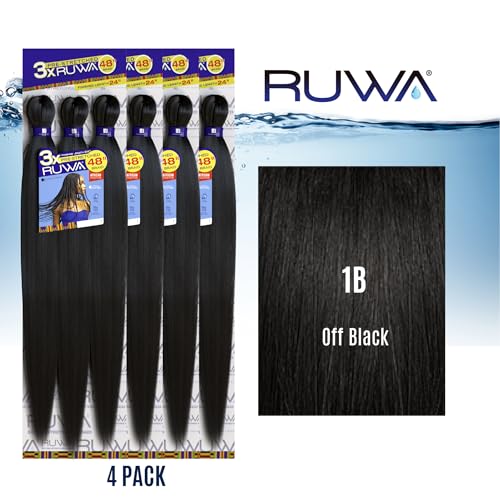 Pre-Stretched Braiding Hair Extensions 48 Inch - 4 Pack, Off Black