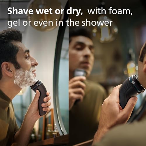 Philips Shaver for Men Series 3000 Rechargeable Wet/Dry Mens Electric Shavers Electric Razor for Men- Modern Steel Metallic