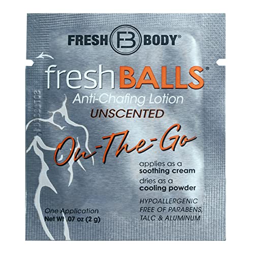 Men's Anti-Chafing Lotion Travel Pack Set - 60 Single-Use Fresh Balls On-The-Go 0.07 Fl Oz