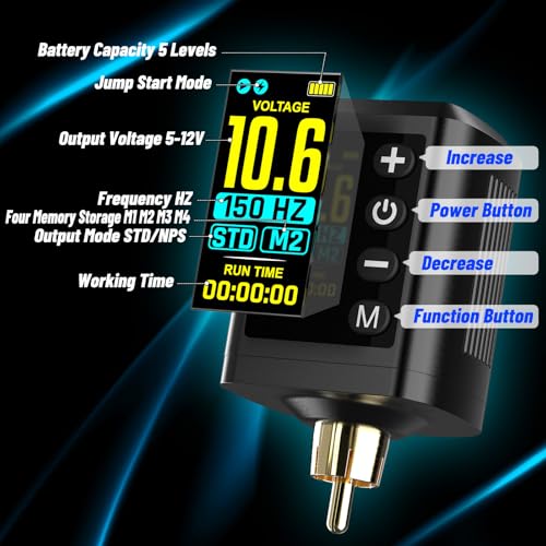 RHEIN Wireless Rotary Tattoo Pen Kit for Beginners - Complete Starter Set with 2 Power Supplies & Needles