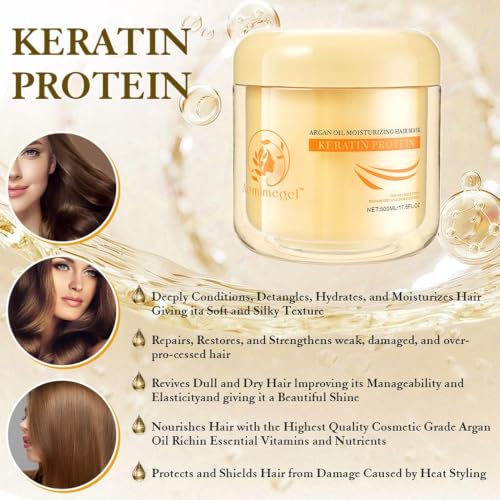 Collagen Hair Mask for Dry Damaged Hair 16.9 oz - Deep Conditioner & Frizz Control - Aomimegel