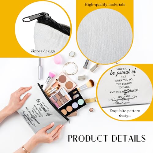 Sadnyy 24 Pcs Employee Appreciation Gift 12 Canvas Tote Bags 12 Makeup Bags Retirement Thank You Inspirational Gift for Women(Delicate)
