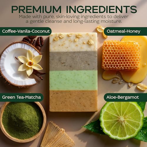 Sea Moss Soap Bar ? Detoxifying Green Tea Matcha & Aloe Bergamot ? All-Natural Handmade Soap for Sensitive Skin, Face & Body ? Holiday Gift or Christmas Stocking Stuffer for Men & Women