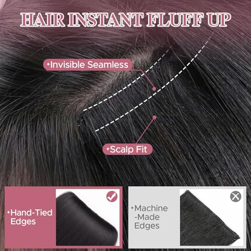 Clip in Hair Extensions 2PCS Short Human Hair Fill-Ins 6 Inch #1B Natural Black