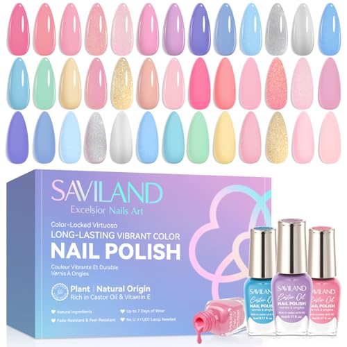 Macaron Nail Polish Set - 20 Pastel Colors with Base, Glossy & Matte Top Coat - Trendy Summer & Spring Shades