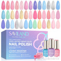 Macaron Nail Polish Set - 20 Pastel Colors with Base, Glossy & Matte Top Coat - Trendy Summer & Spring Shades