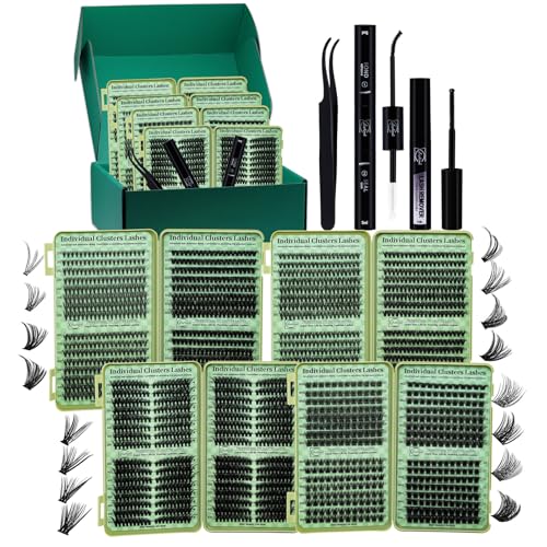 Lash Clusters Kit Wispy Eyelash Clusters Kit Cat Eye Lashes Clusters Kit Cluster Eyelash Extensions Pesta?as Postizas Naturales Lash Extension Kit+Lash Bond and Seal,Remover,Tweezers(4 Boxes Kit-1)