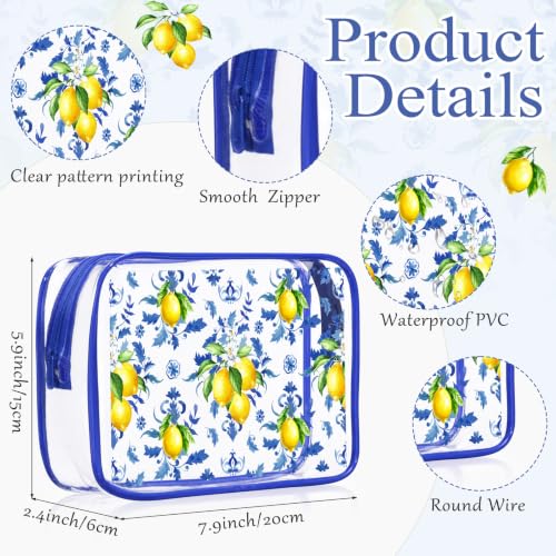 Honeydak 10 Pcs Clear Capri Lemon Makeup Bags - Italian Summer Gift Set