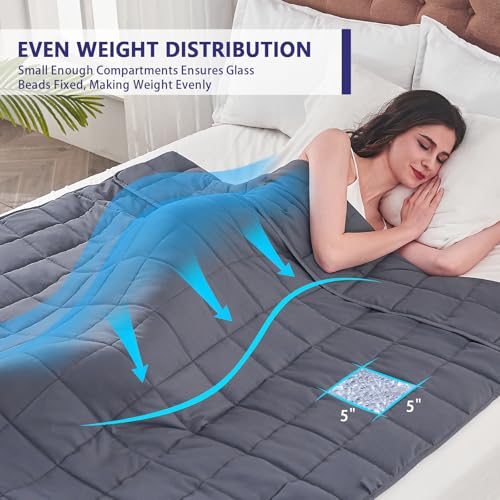 Yescool Weighted Blanket for Adults Queen Size 25lbs Grey 60x80 - Sleep & Relax