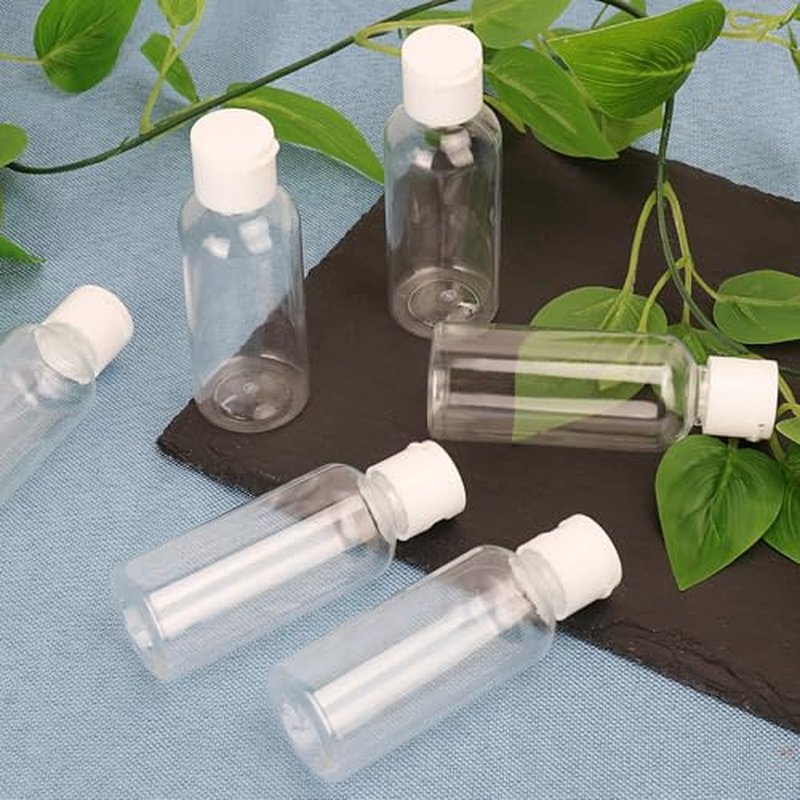 100 Pack 2 oz Plastic Bottles with Caps, Clear Empty Bottles, flip top Bottles for Lotion and Shampoo, Travel-Friendly Bottles, BPA-Free for Liquids and Personal Care