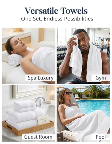 White 16-Piece Cotton Bath Towel Set - Soft Absorbent & Durable