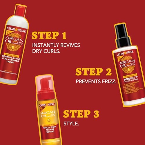 Creme of Nature Curly Hair Styling Kit with Argan Oil of Morocco, Keke Palmer's Favorites, Curl Activator, Styling Mousse, Leave-In Care Treatment (Bundle Pack of 3)