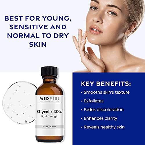 MedPeel Glycolic Acid 30% Chemical Peel at Home Kit ? Includes Peel, Prep & Neutralizer ? Light Strength Chemical Peel for Fine Lines, Wrinkles & Radiant Skin ? Suitable for All Skin Tones