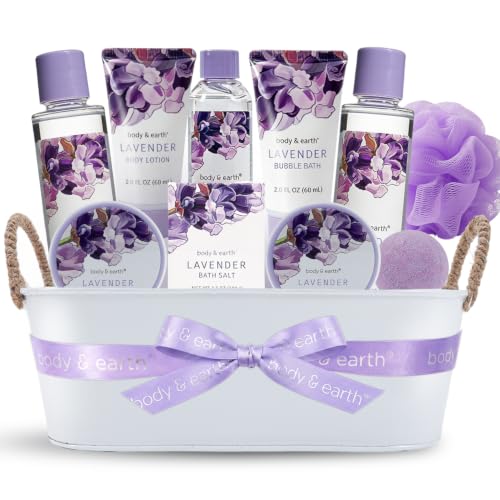 Lavender Spa Gift Basket Set for Women - 11 Piece Body & Bath Care Gifts