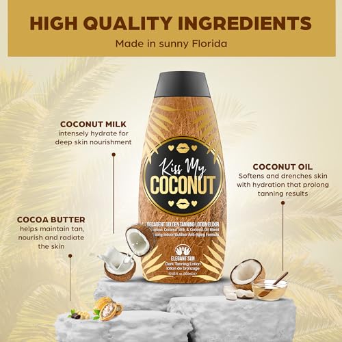 Tanning Lotion with Coconut & Cocoa Butter - Skin Softening, No Bronzer, Indoor & Outdoor Accelerator