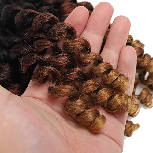 8 Inch Jamaican Wand Curl Crochet Hair - Ringlet Twist Extensions, Pack of 5, Color 1B/30/27