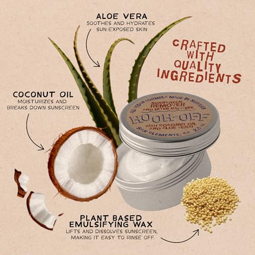 Mineral Sunscreen Remover & After Sun Care | Natural, Ocean-Safe Formula | Aloe Vera & Coconut Oil | Removes Stubborn Zinc Sunscreen | 2.5oz Tin