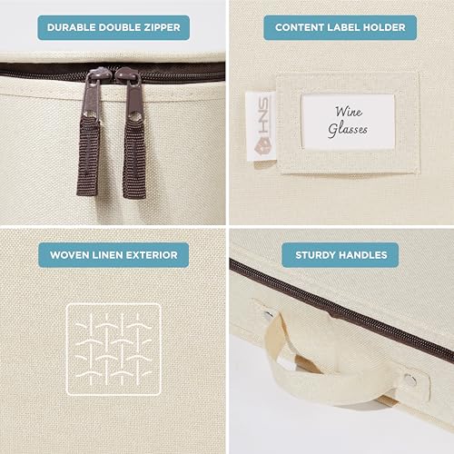 8 Pack Beige Storage Hard Shell Containers - Padded Dishware Moving Boxes