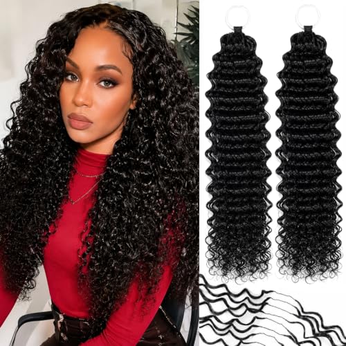 Shoobidoo 1B Color Feather Crochet Hair - 18 Inch, 100 Strands, Deep Wave, Pre-Separated Synthetic Extensions