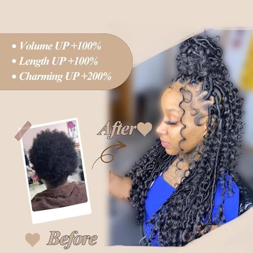 Boho Goddess Locs Crochet Hair - 9 Packs, 30 Inch Ombre Brown Curly Faux Locs T1B/30#