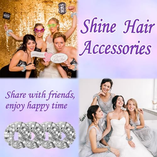 12 Pcs Disco Party Favors Disco Cosmetics Bag£¬Silver Glitter Sequin Makeup Handbag£¬Makeup Bag Hair Scrunchies Compact Mirror,70s 80s 90s Disco Party Favors Gifts for Women (4)
